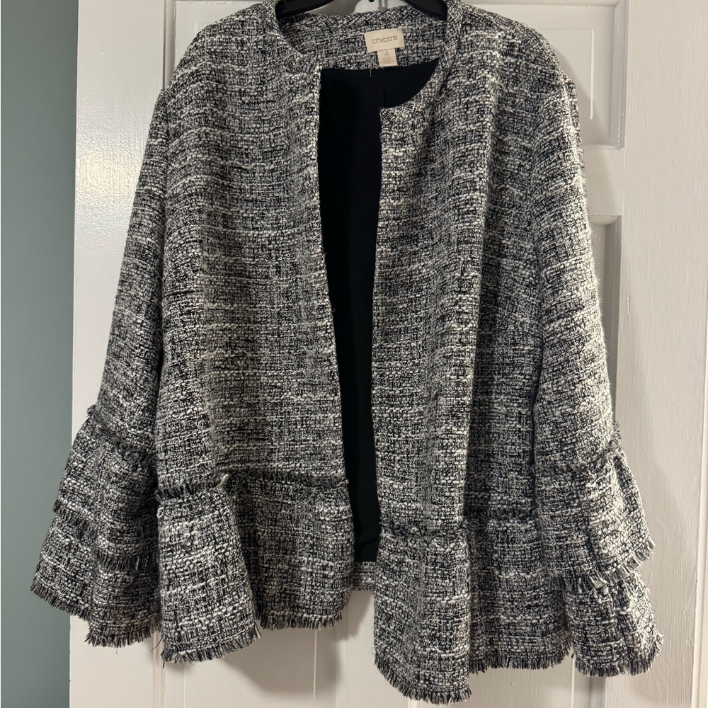 Chico's Black and White Tweed Blazer